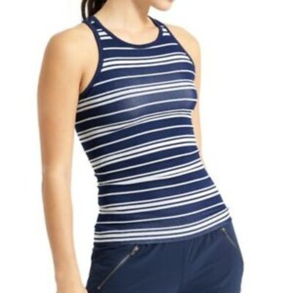 Athleta Tops - Athleta Renew Stripe Seamless Racerback - Size M - Navy